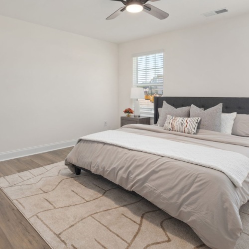 bedroom with bed and area rug